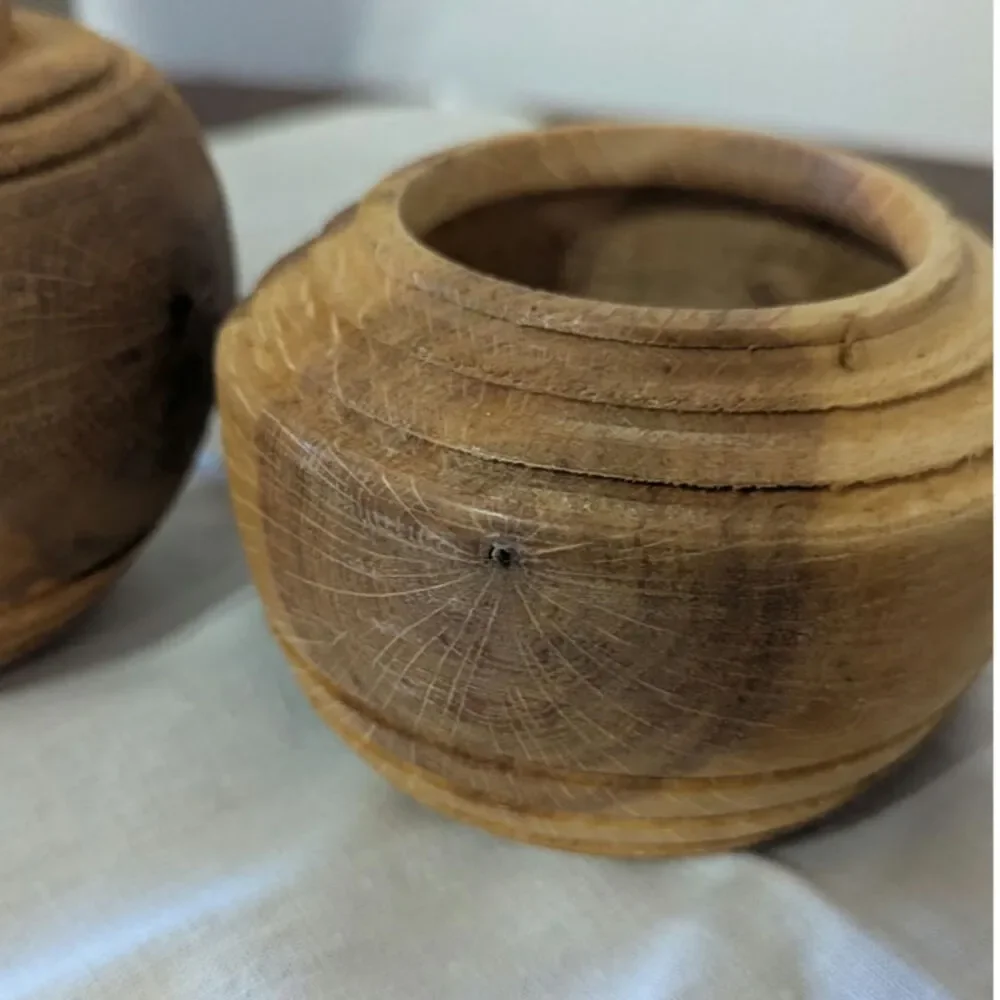 Scandinavian Minimalist Hand-Carved Wood Bowls Raw Organic Sculptural Signed